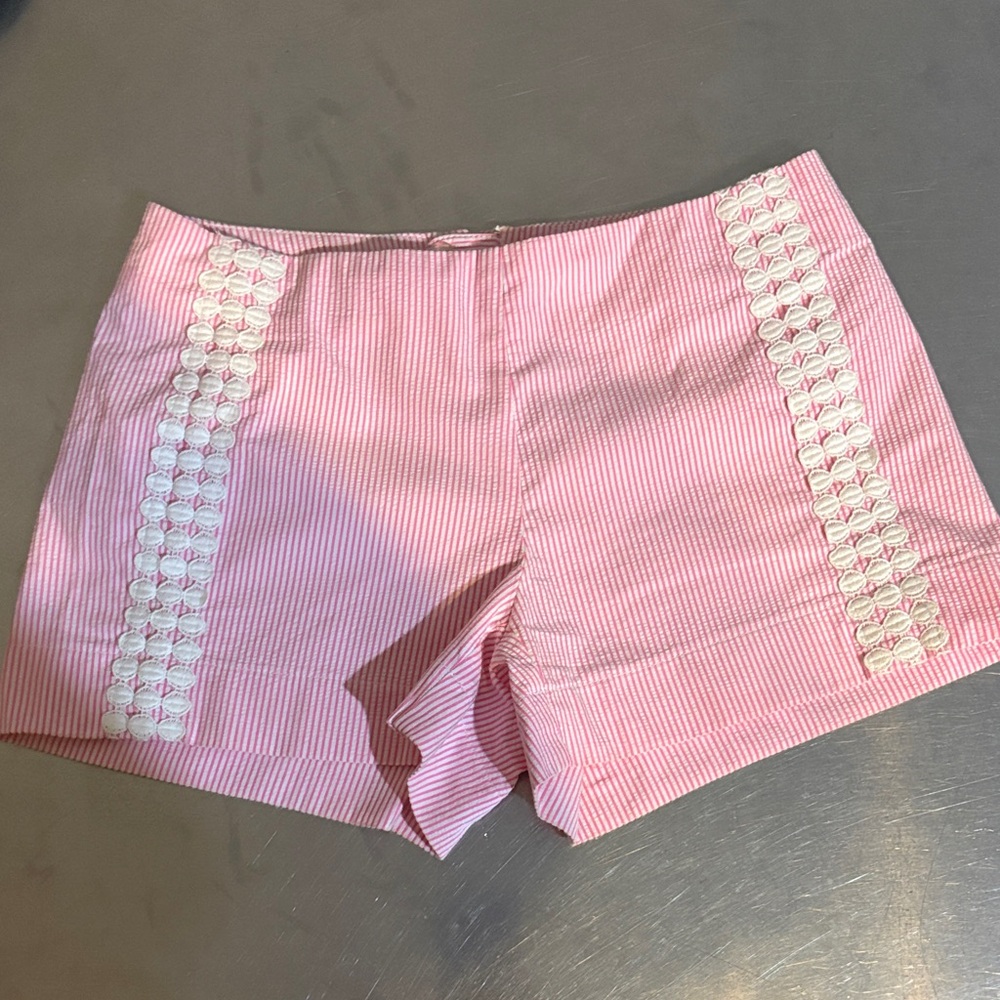 Lilly Pulitzer Pink & White Striped Gingham Shorts